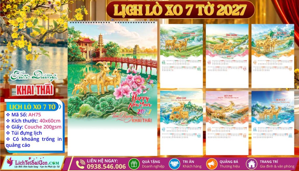 Lịch Lò Xo 7 Tờ - AH75 - Tam Dương Khai Thái