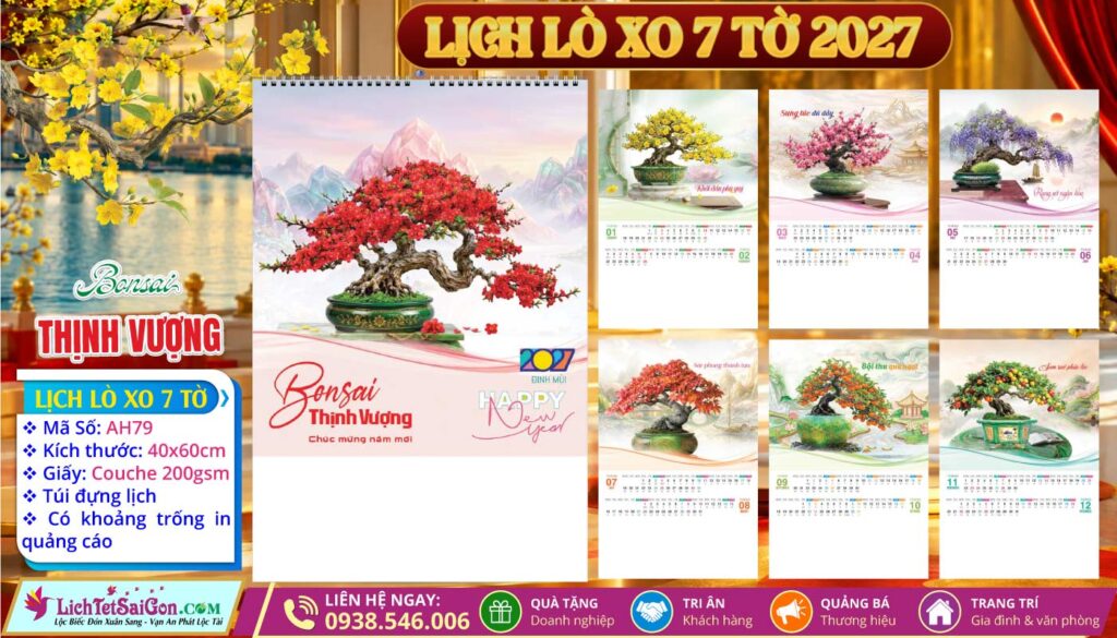 Lịch Lò Xo 7 Tờ - AH79 - Bonsai Thịnh Vượng