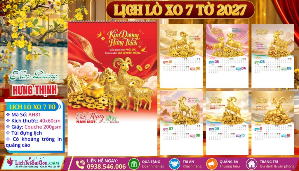 Lịch Lò Xo 7 Tờ - AH81 - Kim Dương Hưng Thịnh