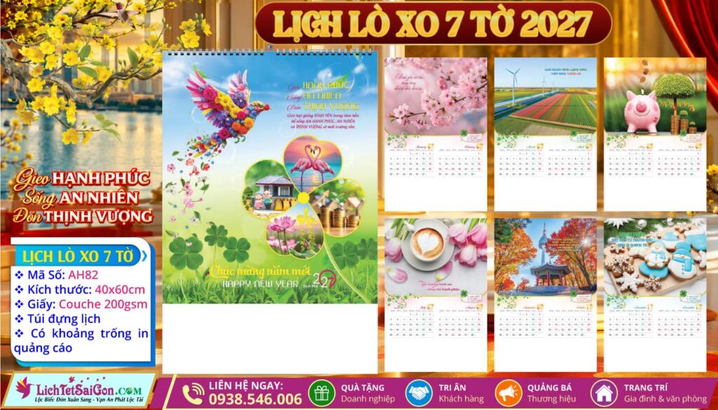Lịch Lò Xo 7 Tờ - AH83 - Gieo Hạnh Phúc Sống An Nhiên Đó Thịnh Vượng