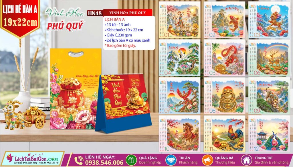 Lịch Để Bàn (19x22cm) - HN48 - Vinh Hoa Phú Quý