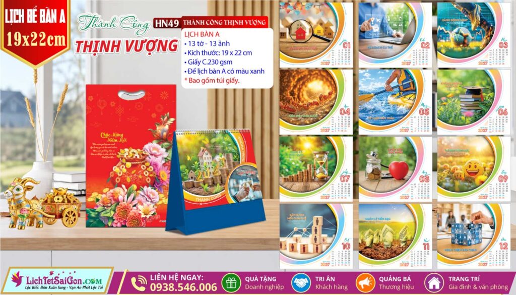 Lịch Để Bàn (19x22cm) - HN49 - Thành Công Thịnh Vượng