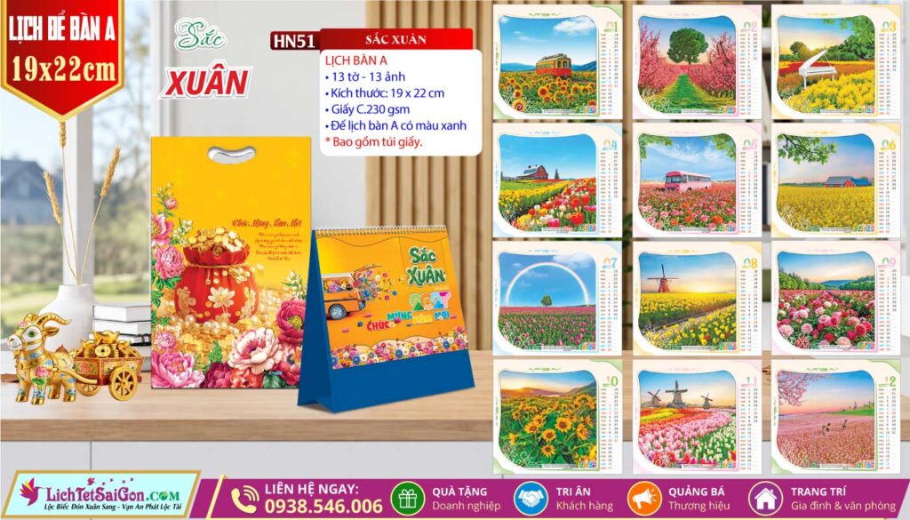 Lịch Để Bàn (19x22cm) - HN51 - Sắc Xuân