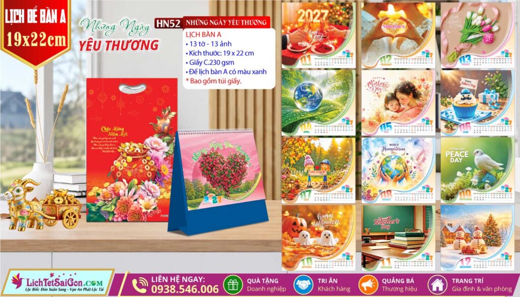Lịch Để Bàn (19x22cm) - HN52 - Những Ngày Yêu Thương