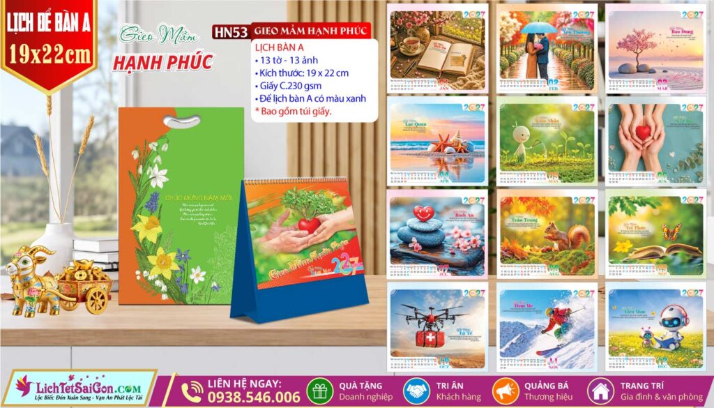 Lịch Để Bàn (19x22cm) - HN53 - Gieo Mầm Hạnh Phúc