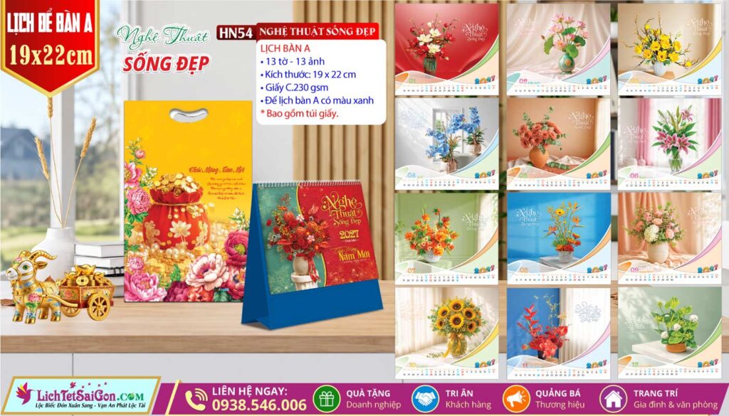 Lịch Để Bàn (19x22cm) - HN54 - Nghệ Thuật Sống Đẹp