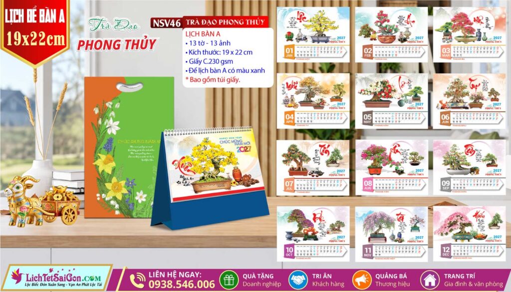Lịch Để Bàn (19x22cm) - NSV46 - Trà Đạo Phong Thủy