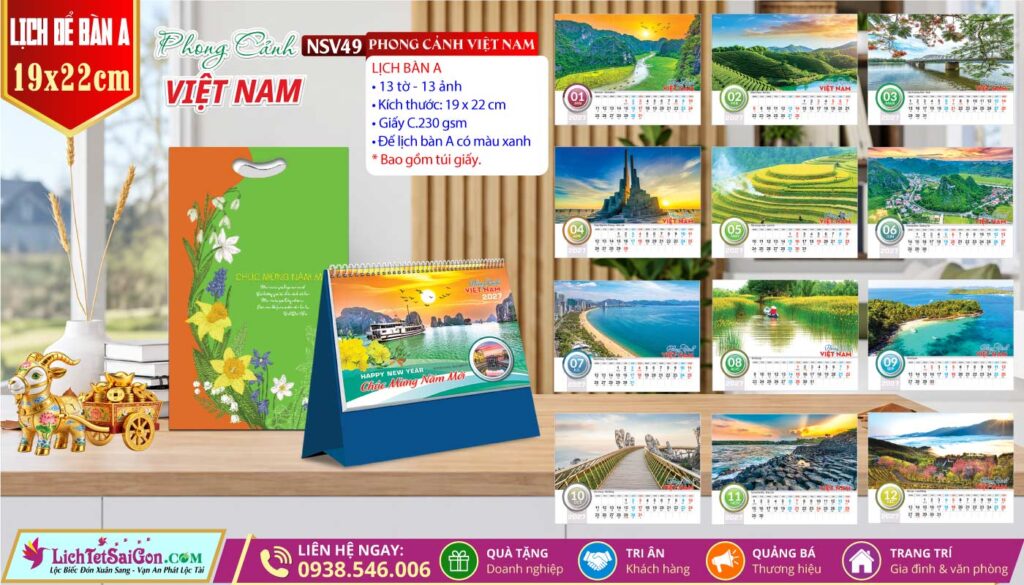 Lịch Để Bàn (19x22cm) - NSV49 - Phong Cảnh Việt Nam