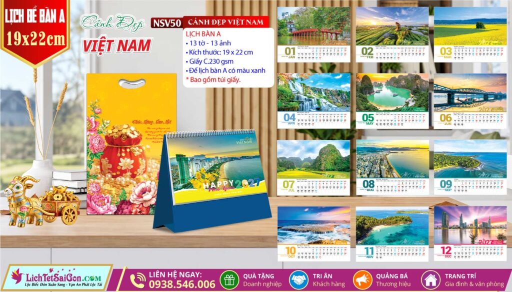 Lịch Để Bàn (19x22cm) - NSV50 - Cảnh Đẹp Việt Nam