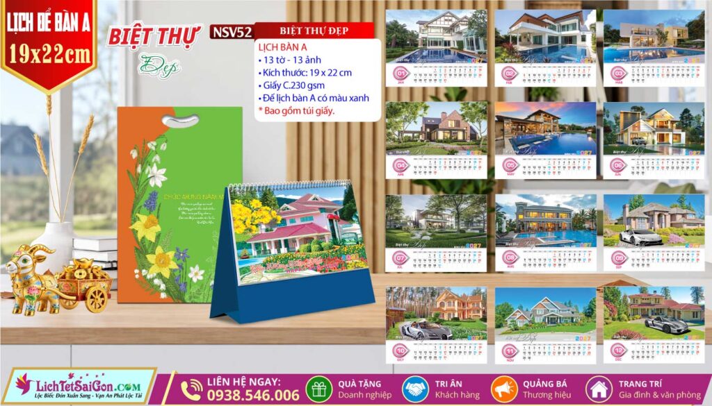 Lịch Để Bàn (19x22cm) - NSV52 - Biệt Thự Đẹp