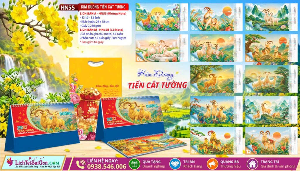 Lịch Để Bàn A & M (24x18cm) - HN55 - Kim Dương Tiến Cát Tường