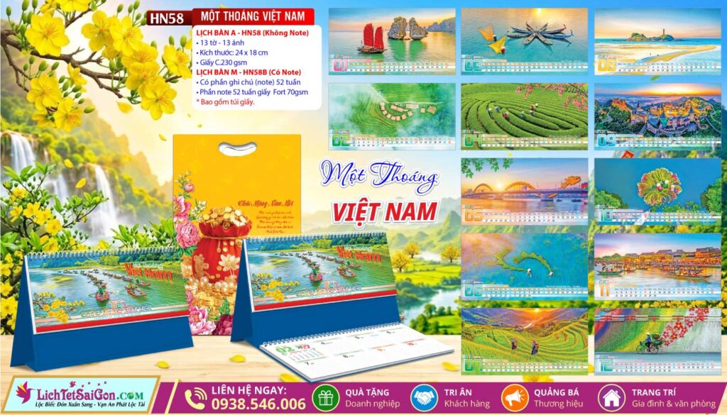 Lịch Để Bàn A & M (24x18cm) - HN58 - Một Thoáng Việt Nam
