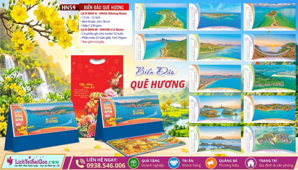 Lịch Để Bàn A & M (24x18cm) - HN59 - Biển Đảo Quê Hương