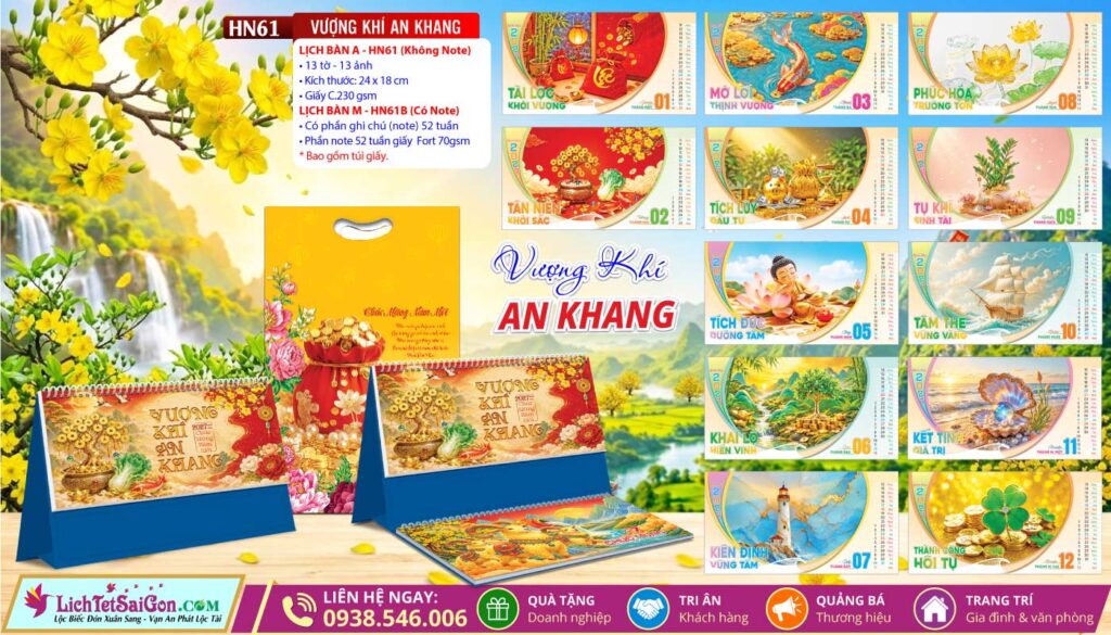 Lịch Để Bàn A & M (24x18cm) - HN61 - Vượng Khí An Khang