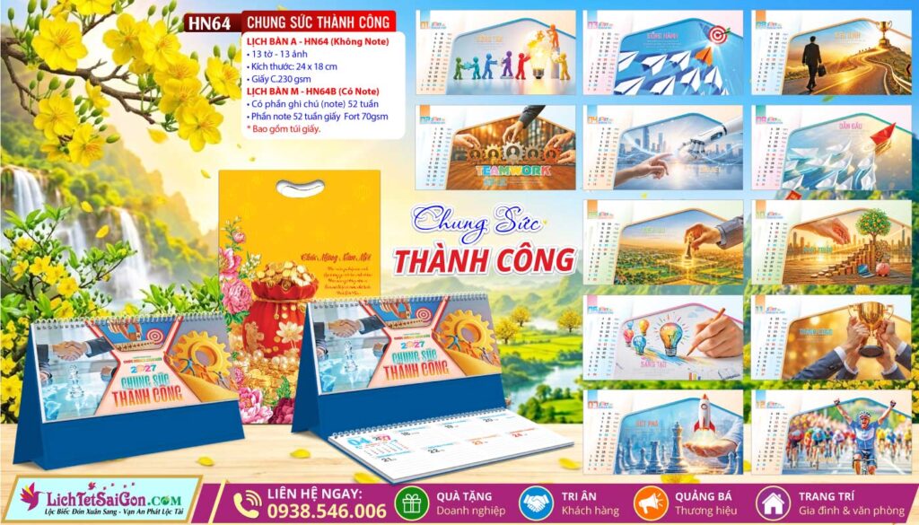 Lịch Để Bàn A & M (24x18cm) - HN64 - Chung Sức Thành Công