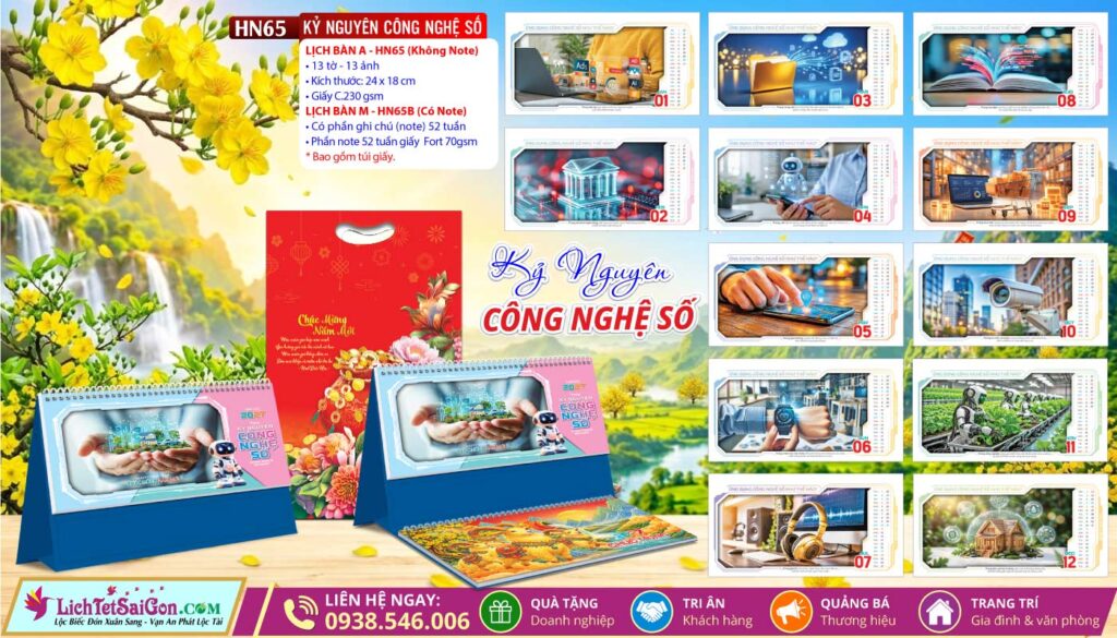 Lịch Để Bàn A & M (24x18cm) - HN65 - Kỷ Nguyên Công Nghệ Số