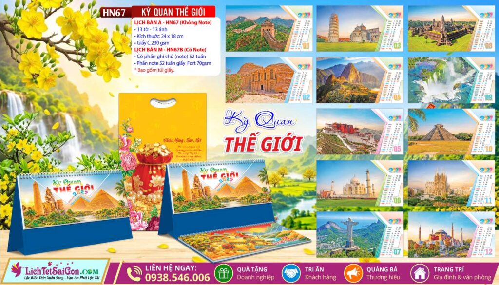 Lịch Để Bàn A & M (24x18cm) - HN67 - Kỳ Quang Thế Giới