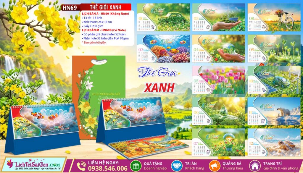 Lịch Để Bàn A & M (24x18cm) - HN69 - Thế Giới Xanh