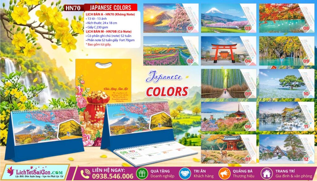 Lịch Để Bàn A & M (24x18cm) - HN70 - Japanese Colors