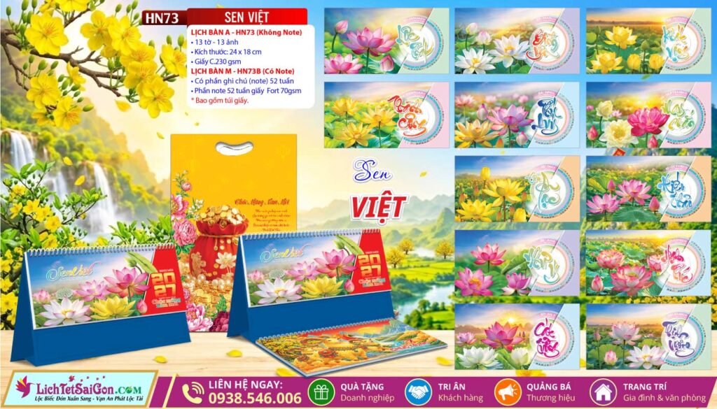 Lịch Để Bàn A & M (24x18cm) - HN73 - Sen Việt