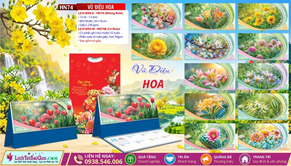 Lịch Để Bàn A & M (24x18cm) - HN74 - Vũ Điệu Hoa