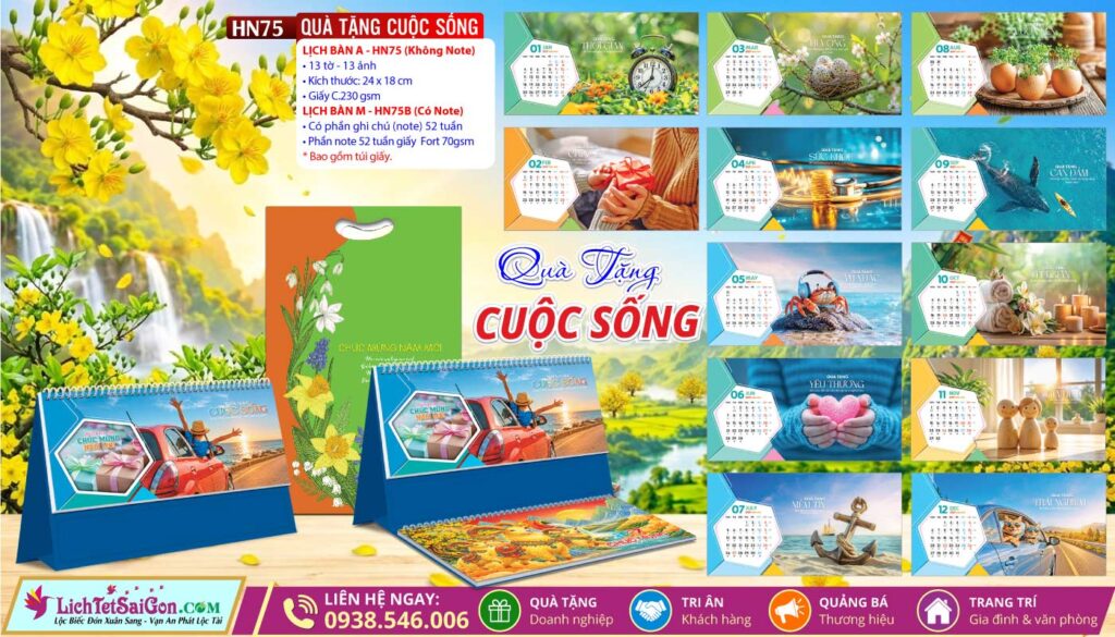 Lịch Để Bàn A & M (24x18cm) - HN75 - Quà Tặng Cuộc Sống
