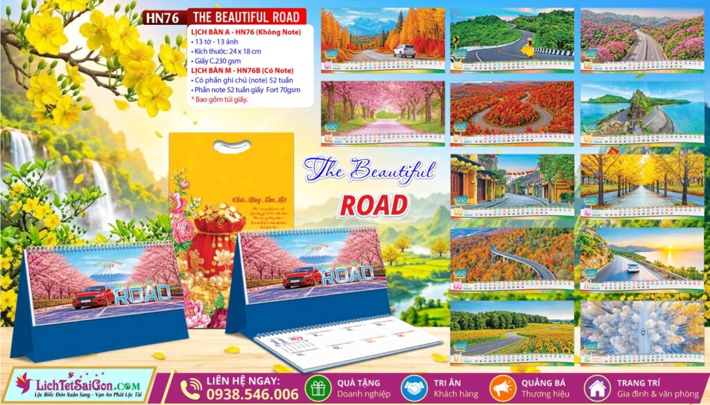 Lịch Để Bàn A & M (24x18cm) - HN76 - The Beautiful Road