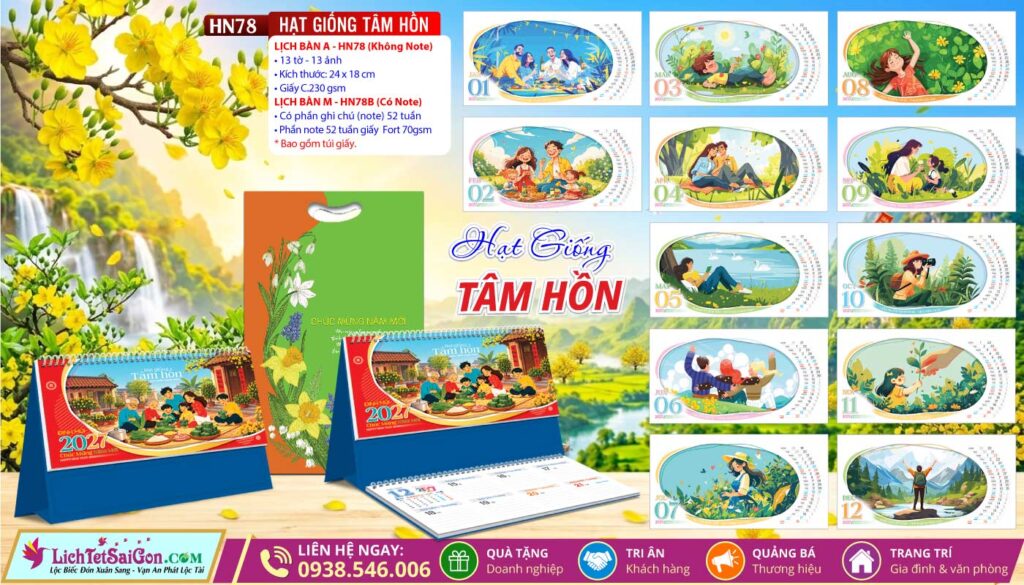 Lịch Để Bàn A & M (24x18cm) - HN78 - Hạt Giống Tâm Hồn