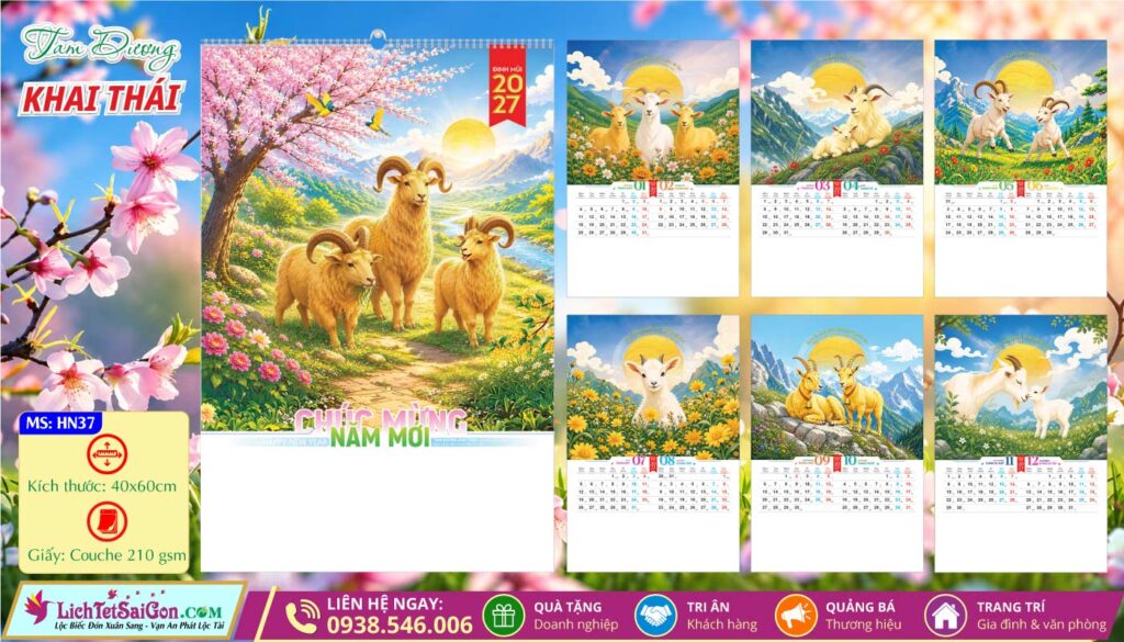 Lịch Lò Xo 7 Tờ - HN37 - Tam Dương Khai Thái