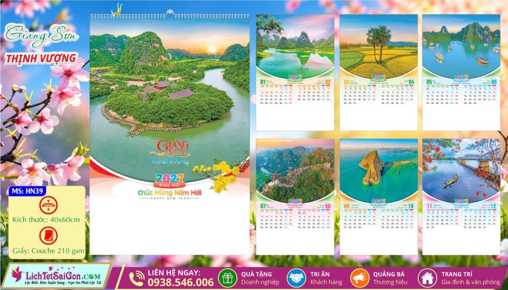 Lịch Lò Xo 7 Tờ - HN39 - Giang Sơn Thịnh Vượng