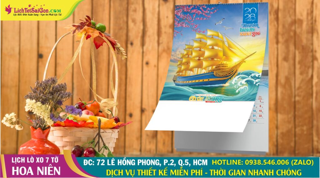 Lịch Lò Xo 7 Tờ Hoa Niên 2026
