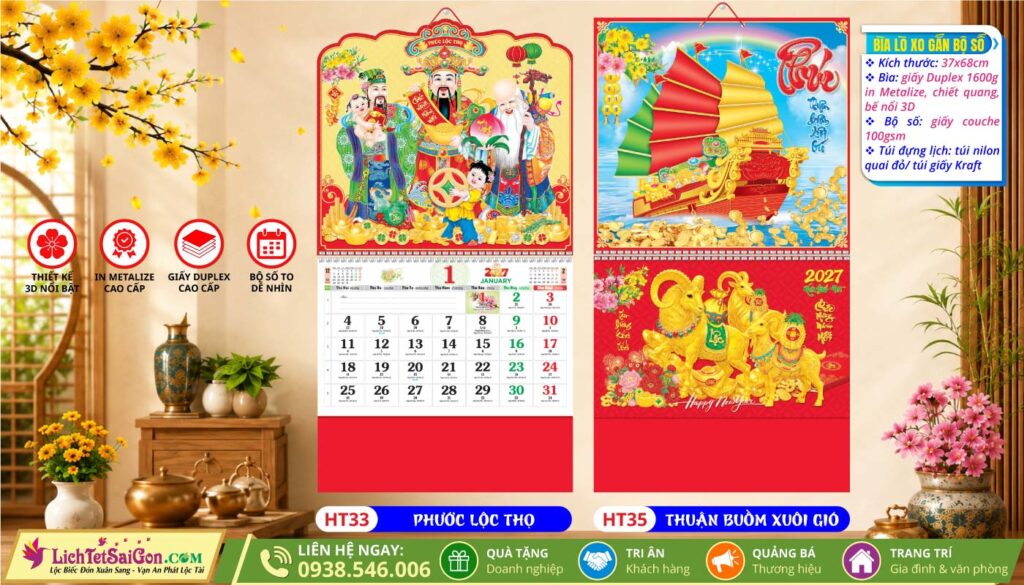 Lịch Lò Xo Giữa Bộ Số - HT33 - Phước Lộc Thọ + HT35 - Thuận Buồm Xuôi Gió
