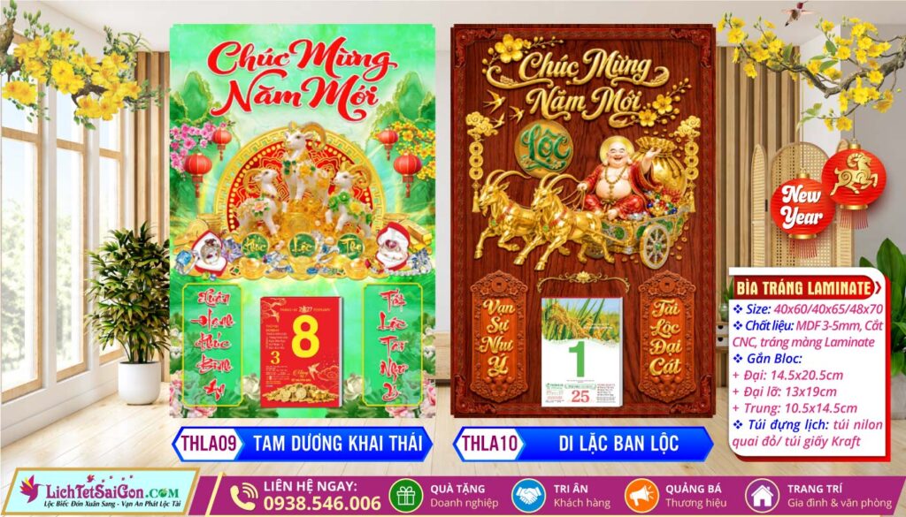 Bìa Tráng Gương Laminate - THLA09 - Tam Dương Khai Thái + THLA10 - Di Lặc Ban Lộc
