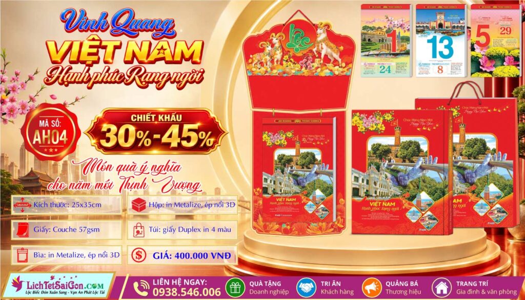 [Mã Số: AH04] Bloc Cực Đại (25x35cm) - Vinh Quang Việt Nam Hạnh Phúc Rạng Ngời