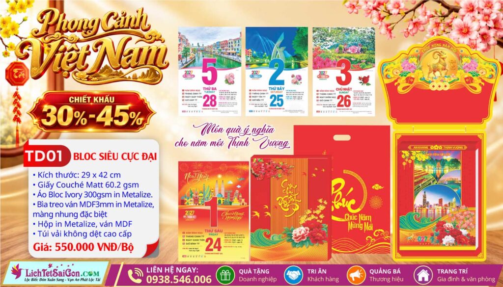 [Mã Số: TD01] Bloc Siêu Cực Đại (29x42cm) - Phong Cảnh Việt Nam (Đầu Treo Dê Vàng)