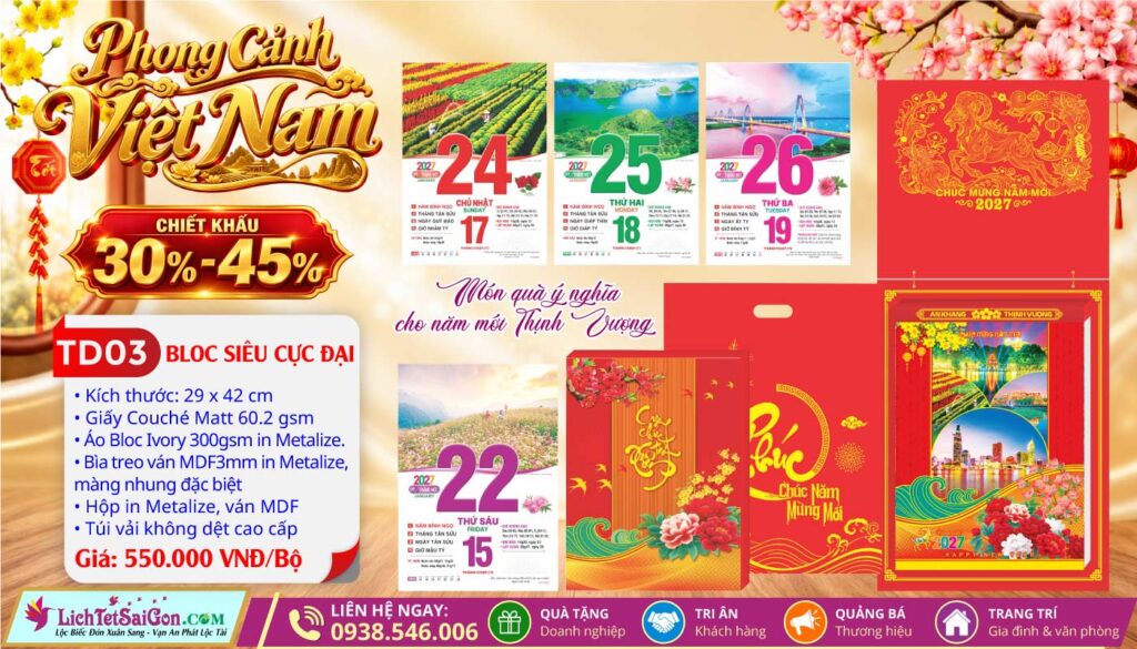 [Mã Số: TD03] Bloc Siêu Cực Đại (29x42cm) - Phong Cảnh Việt Nam (Đầu Treo Đinh Mùi Cát Tường)
