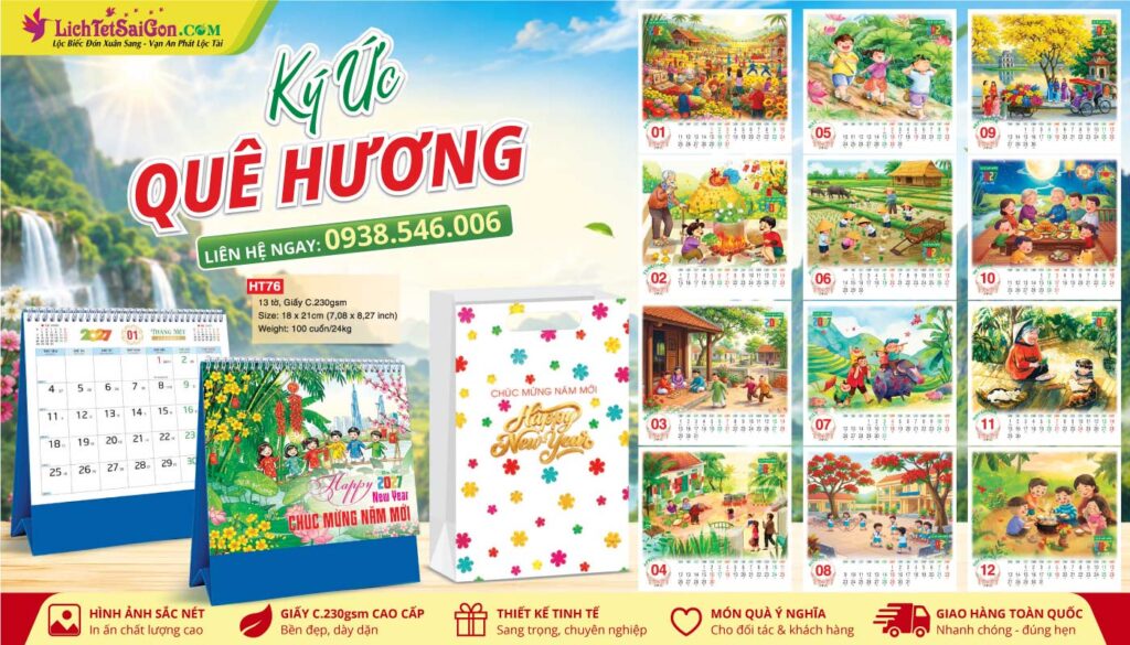Lịch Bàn A - MS: HT76 - Ký Ức Quê Hương