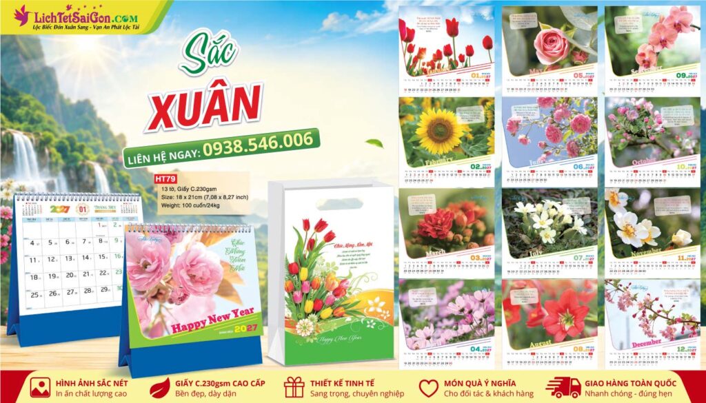 Lịch Bàn A - MS: HT79 - Sắc Xuân