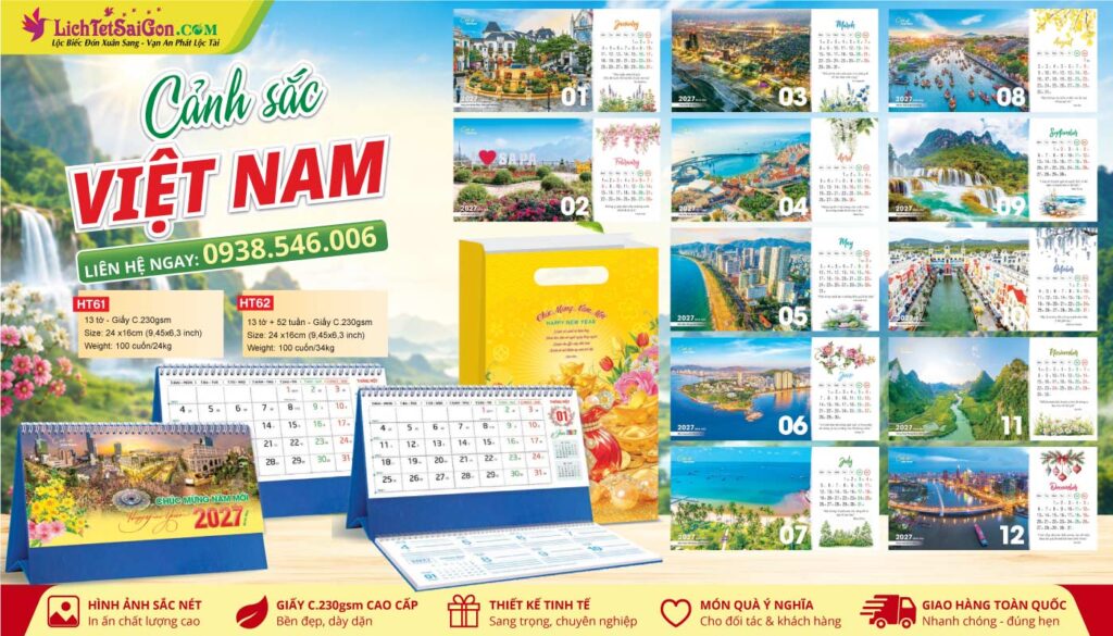 Lịch Bàn A & M - MS: HT61 - Cảnh Sắc Việt Nam