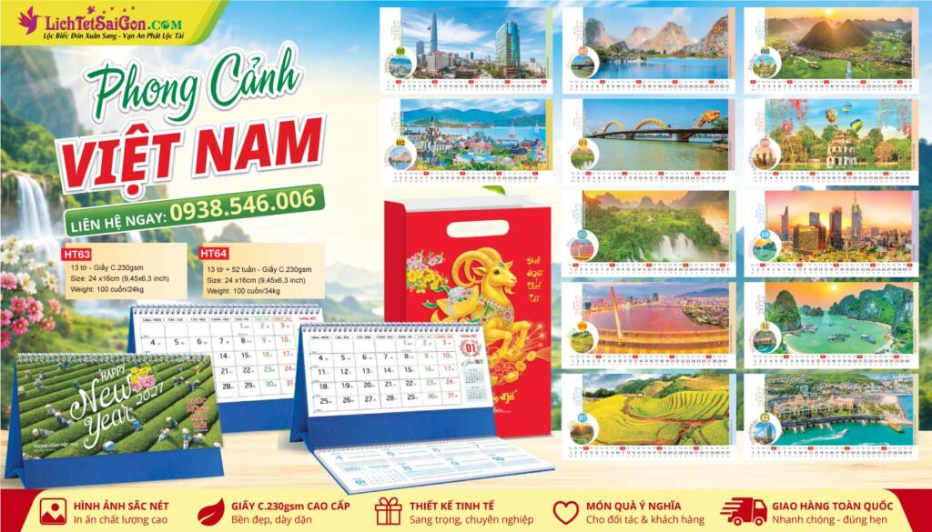 Lịch Bàn A & M - MS: HT63 - Phong Cảnh Việt Nam