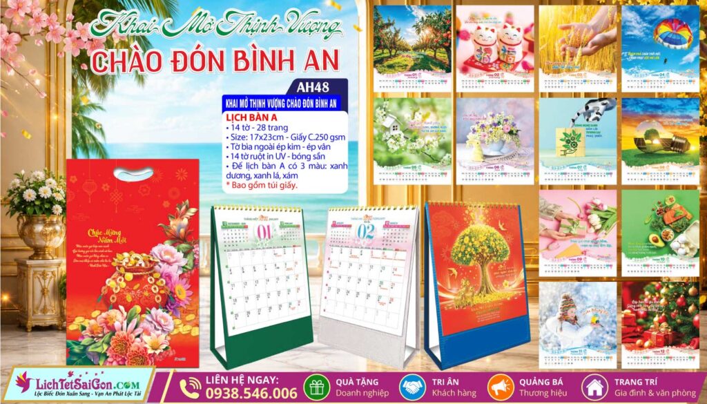 Lịch Để Bàn A - MS: AH48 - Khai Mở Thịnh Vượng Chào Đón Bình An