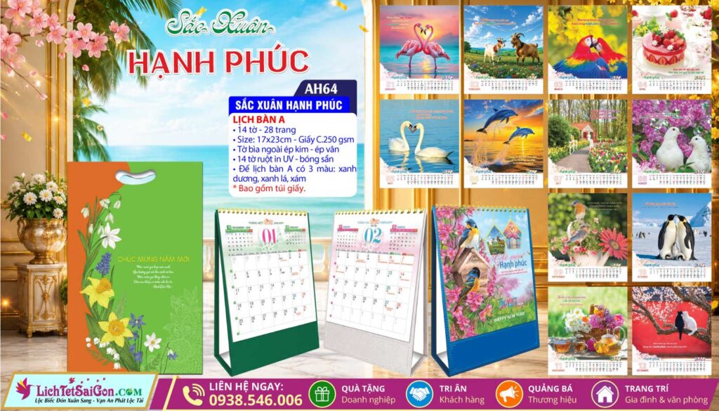 Lịch Để Bàn A - MS: AH64 - Sắc Xuân Hạnh Phúc
