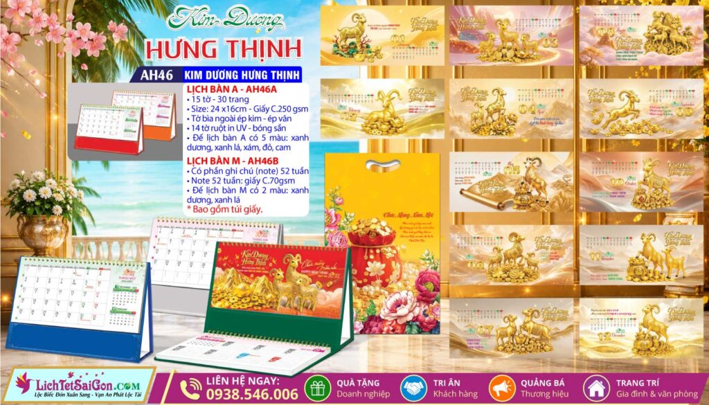 Lịch Để Bàn A & M - MS: AH46 - Kim Dương Hưng Thịnh