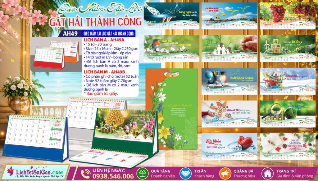 Lịch Để Bàn A & M - MS: AH49 - Gieo Mầm Tài Lộc Gặt Hái Thành Công