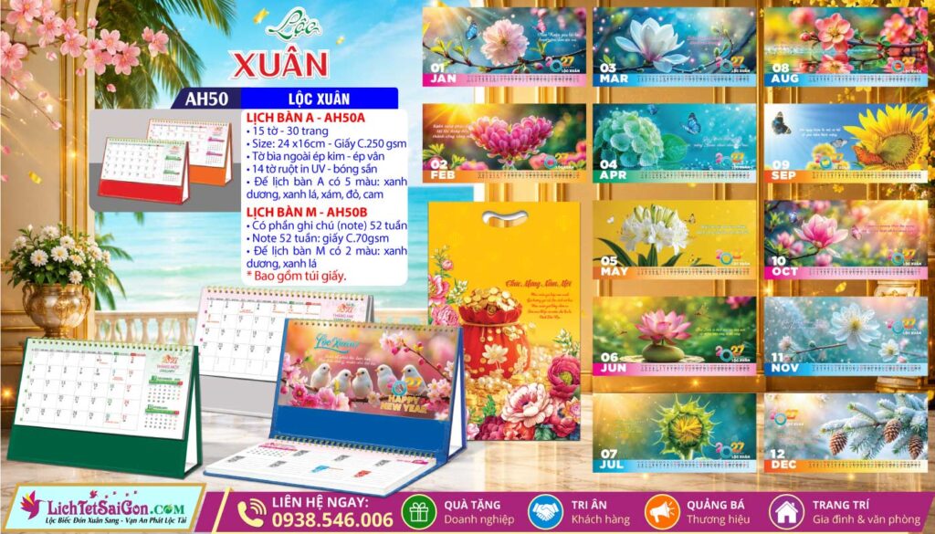 Lịch Để Bàn A & M - MS: AH50 - Lộc Xuân
