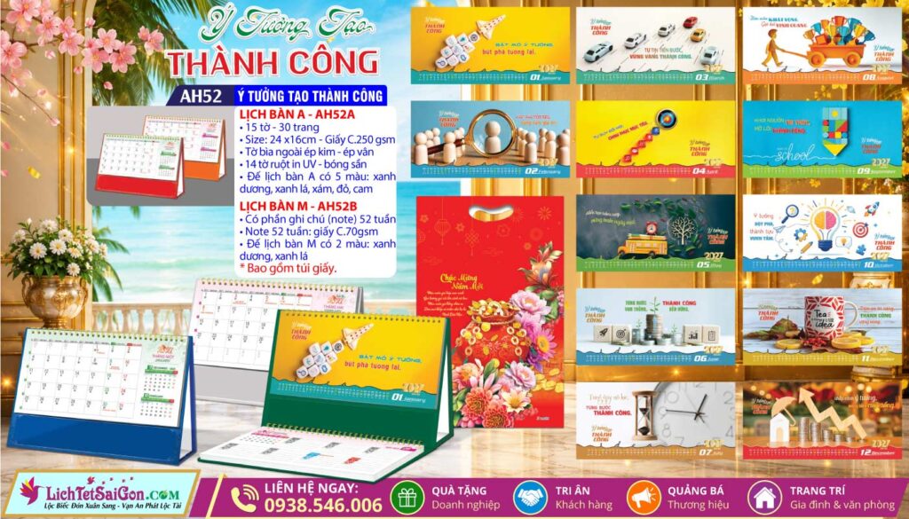 Lịch Để Bàn A & M - MS: AH52 - Ý Tưởng Tạo Thành Công