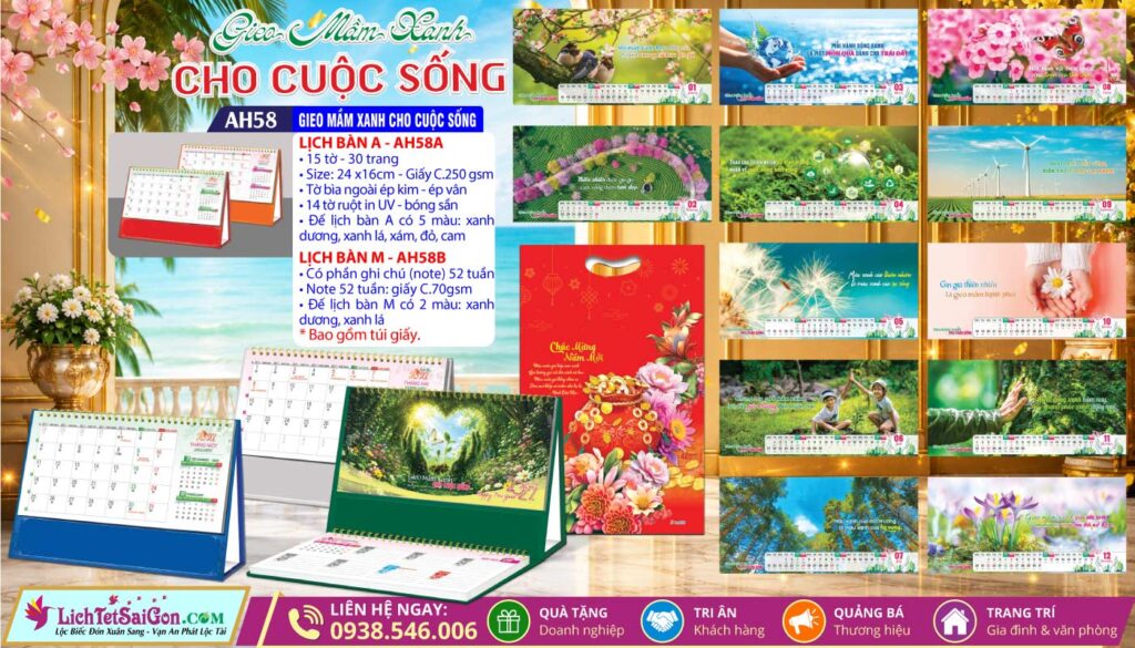 Lịch Để Bàn A & M - MS: AH58 - Gieo Mầm Xanh Cho Cuộc Sống
