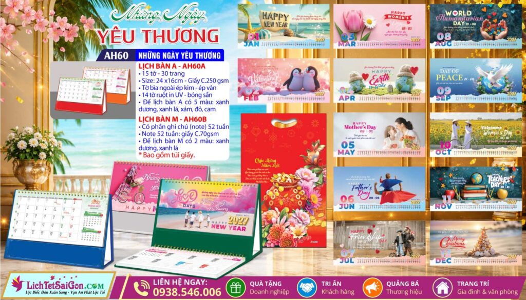 Lịch Để Bàn A & M - MS: AH60 - Những Ngày Yêu Thương
