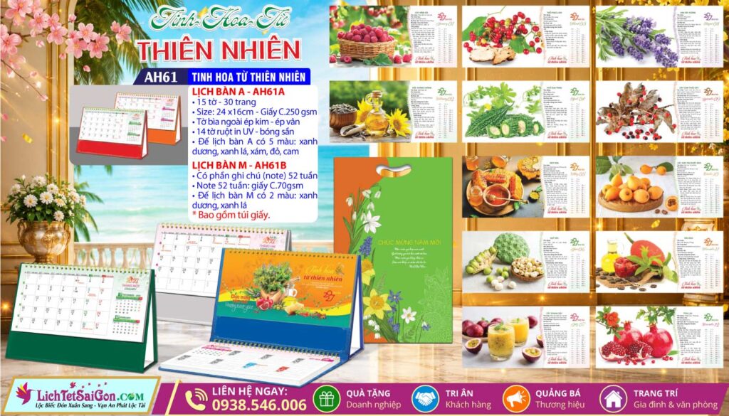 Lịch Để Bàn A & M - MS: AH61 - Tinh Hoa Từ Thiên Nhiên