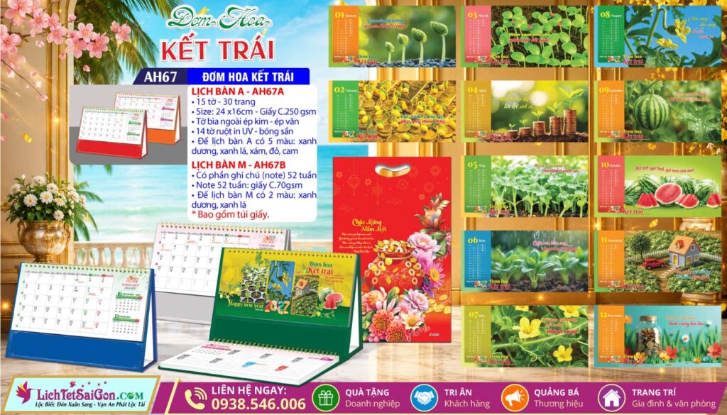 Lịch Để Bàn A & M - MS: AH67 - Đơm Hoa Kết Trái